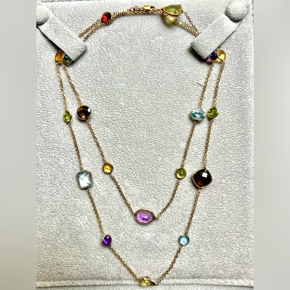 NEVER WORN 14K GOLD 30″ MULTI STONE NECKLACE - Picture 5 of 7